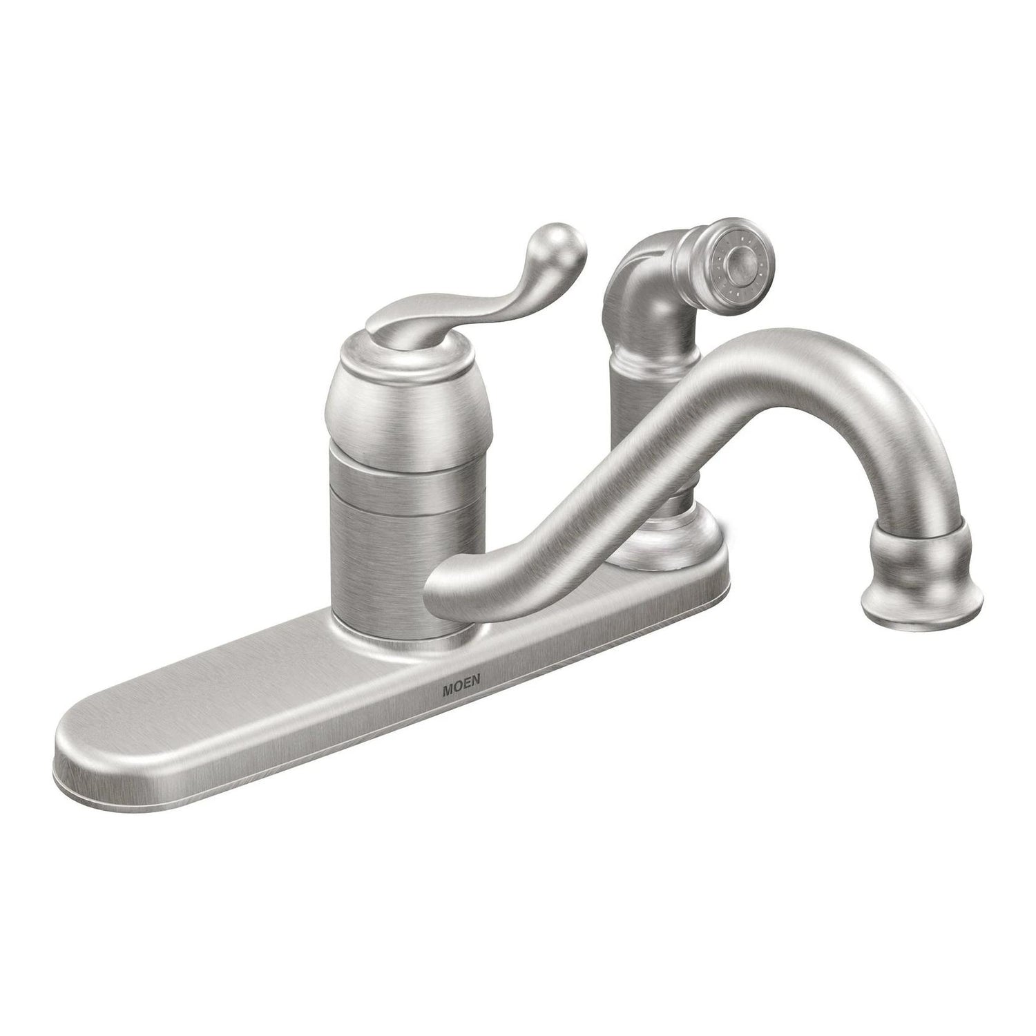 MOEN Muirfield CA87524SRS Single Handle Deck-Mount Kitchen Faucet with Sprayer in Spot Resist Stainless
