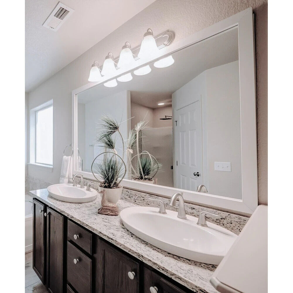 Frame My Mirror White Framed Mirror, 36" x 24" Mirror for Bathroom, Wood Frame - Like New