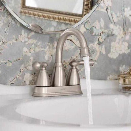 MOEN Banbury 84943SRN Centerset Double Handle Bathroom Faucet in Brushed Nickel