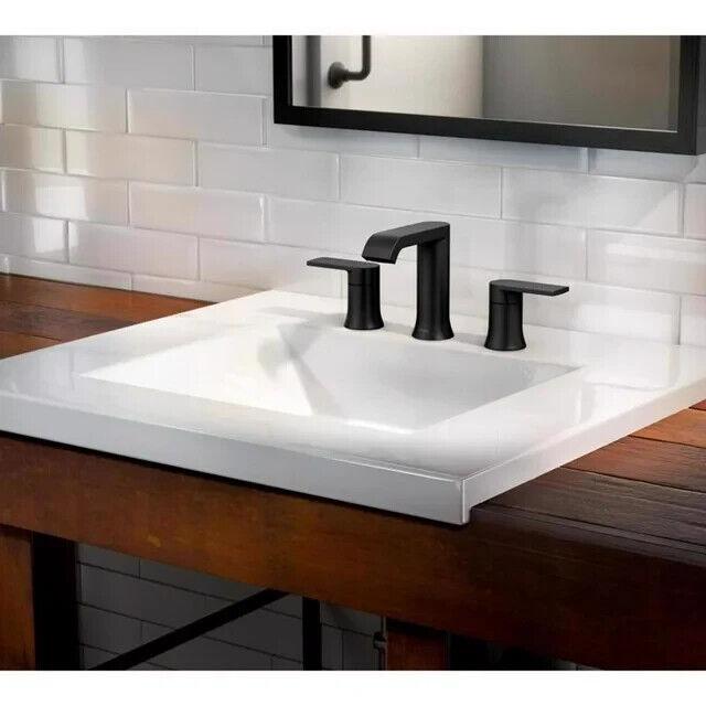 Moen Genta 84763BL Widespread Double Handle Bathroom Faucet in Matte Black (Valve Included)