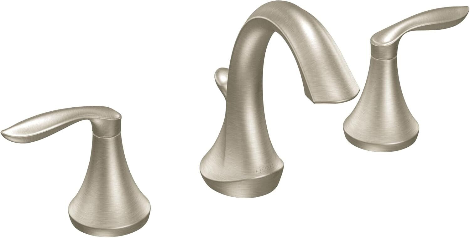 MOEN Eva T6420BN Widespread 2-Handle High-Arc Bathroom Faucet Trim Kit in Brushed Nickel (Valve Not Included)
