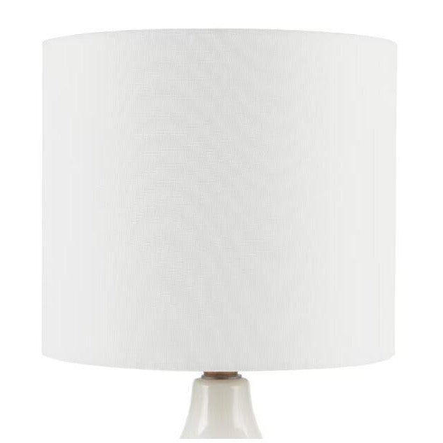 Hampton Bay Saddlebrook 21.5" Cream Ceramic and Faux Wood Table Lamp with Shade