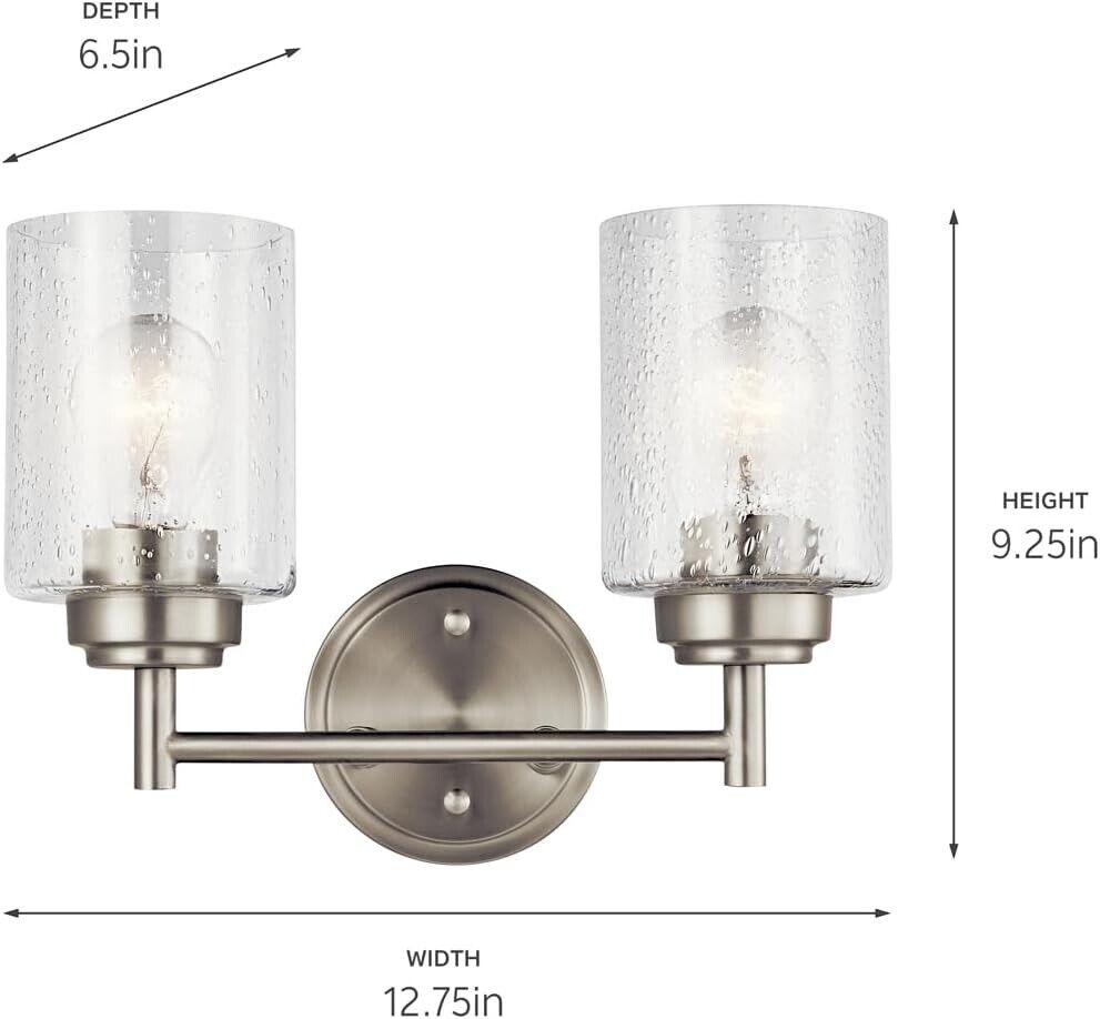 Kichler  45885NI  Winslow 2 Light 13" Wide Bathroom Vanity Light  Brushed Nickel - Like New