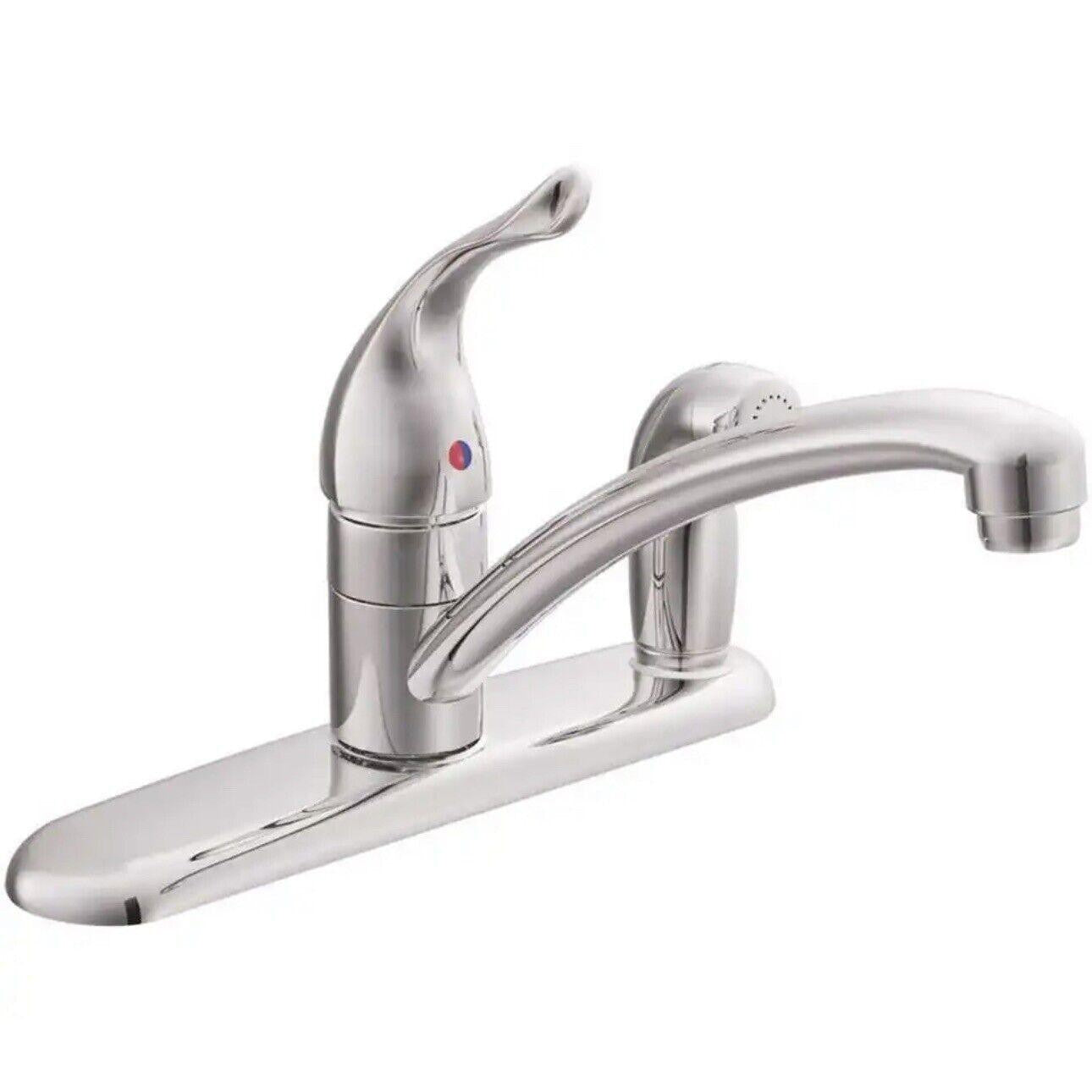 MOEN Chateau 7434 Single-Handle Standard Kitchen Faucet with Side Sprayer on Deck in Chrome