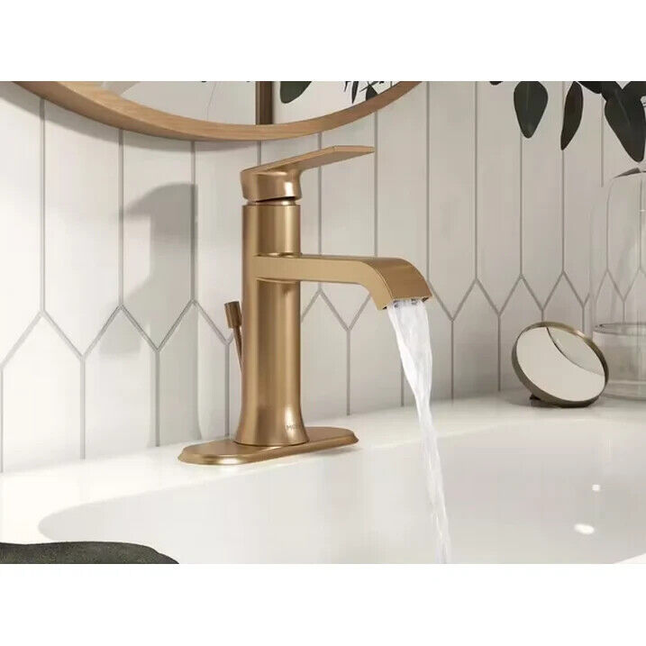 MOEN Genta WS84760BZG Single Handle Bathroom Faucet in Bronzed Gold
