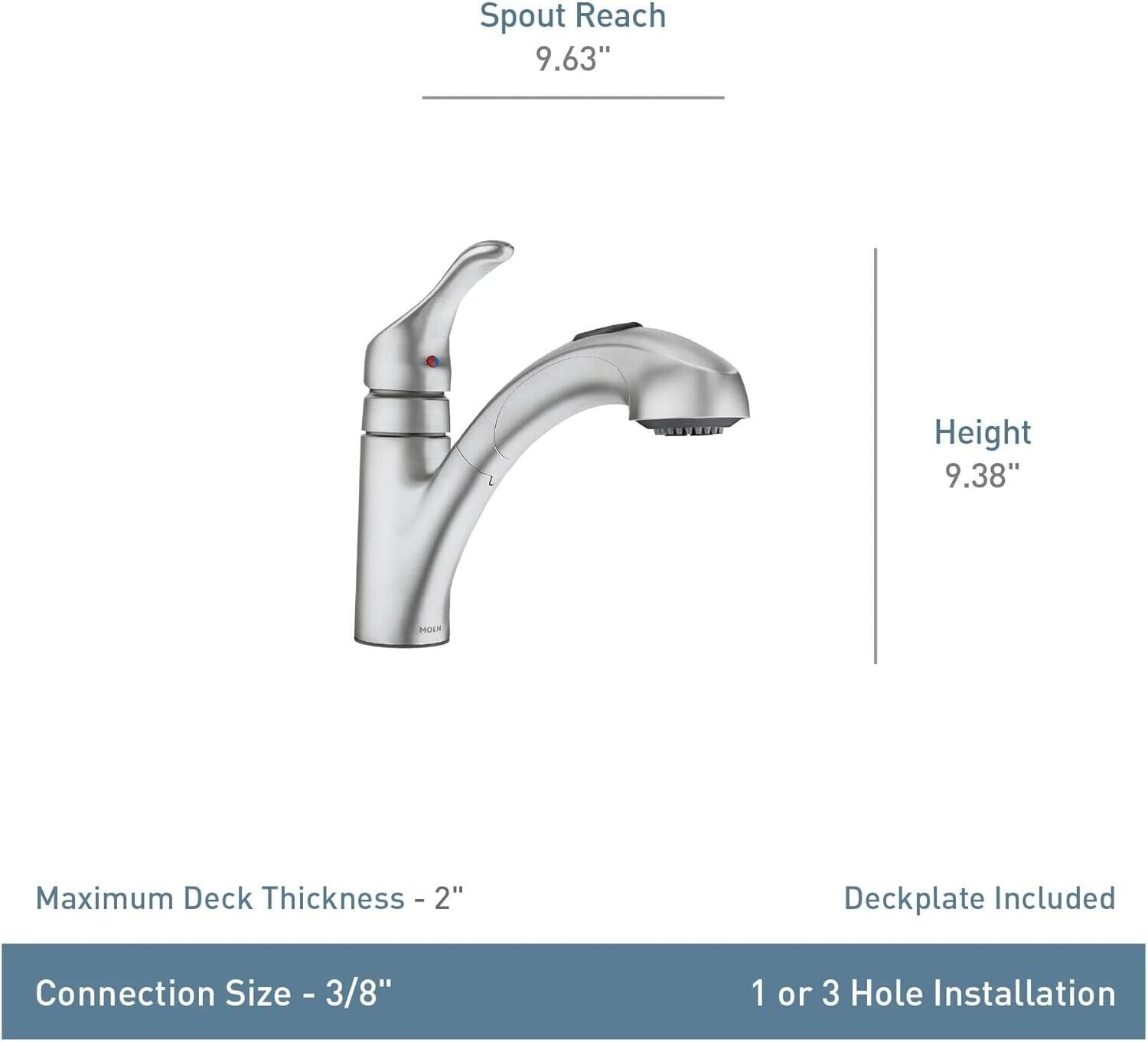 Moen Renzo CA87316SRS Spot Resist Stainless One-Handle Pullout Kitchen Faucet