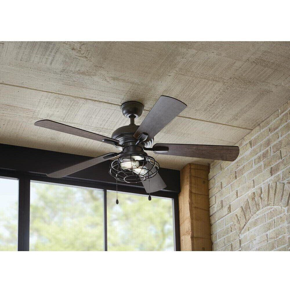 Home Decorators Collection Ceiling Fan with Light 52" LED Indoor Matte Black