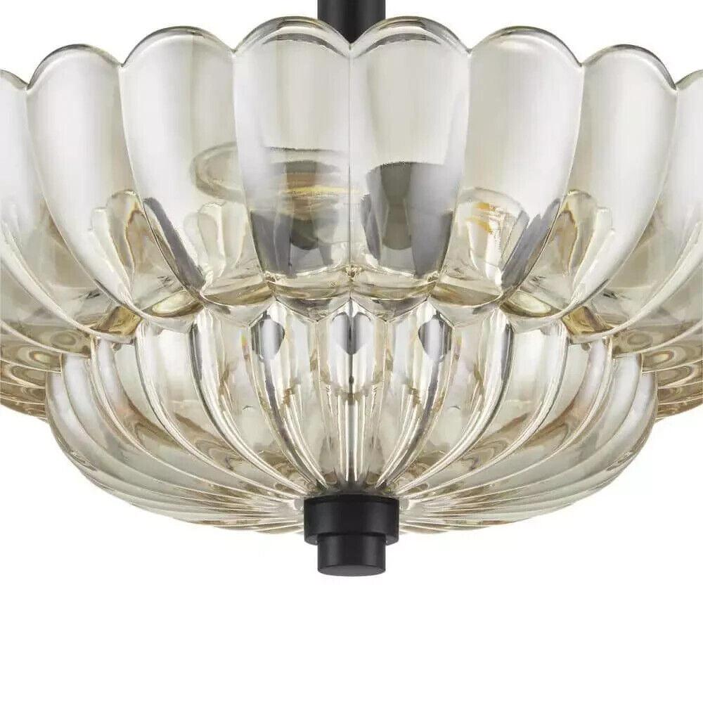 Home Decorators Adaview 11.75 in. 3-Light Mottled Cocoa Semi-Flush Mount
