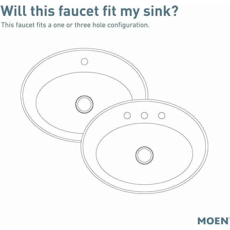 Moen 84484 Laken Chrome 1 Handle One Hole Bathroom Faucet With Drain