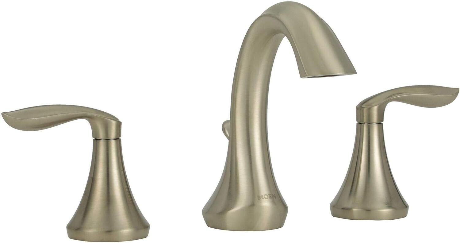MOEN Eva T6420BN Widespread 2-Handle High-Arc Bathroom Faucet Trim Kit in Brushed Nickel (Valve Not Included)