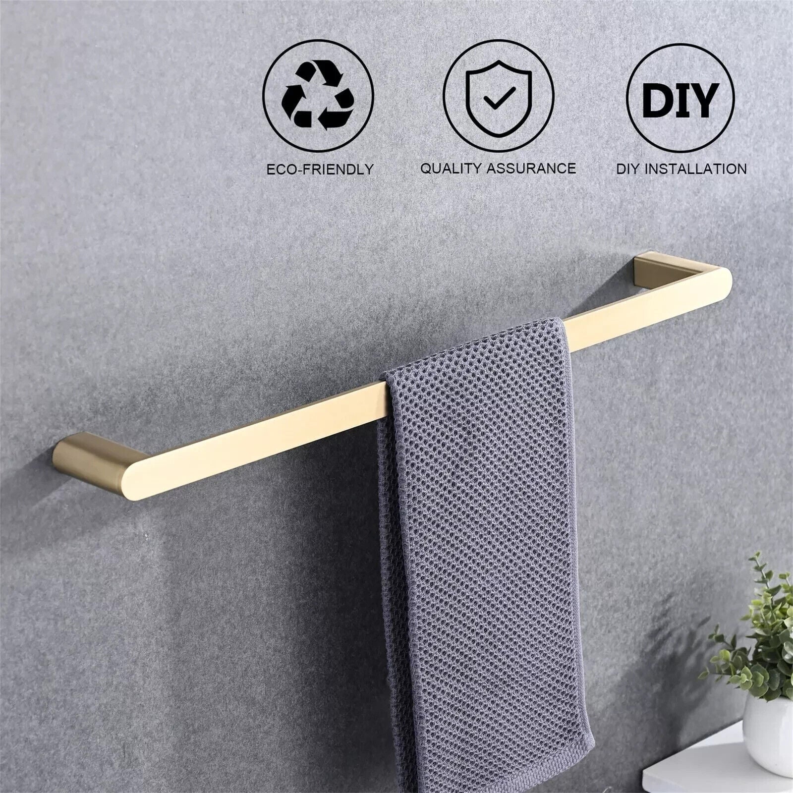 4-Piece Bathroom Hardware Set Wall Mounted Stainless Steel Brushed Gold - Like New