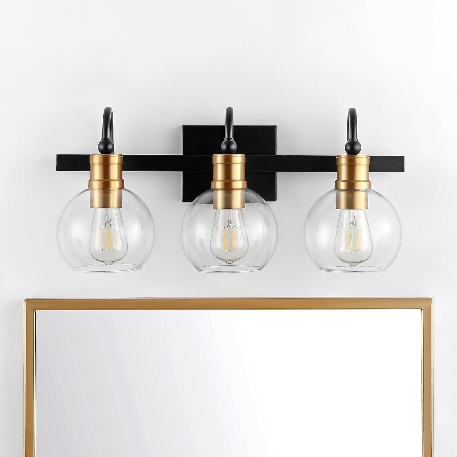 JONATHAN Y JYL3528A Marais 21.5" 3-Light Iron/Glass Rustic Vintage LED Vanity - Like New