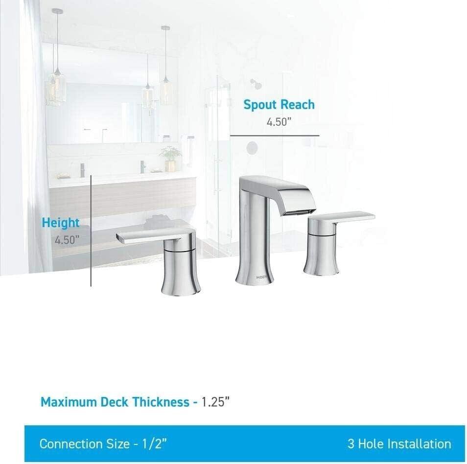 Moen Genta 84763BL Widespread Double Handle Bathroom Faucet in Matte Black (Valve Included)