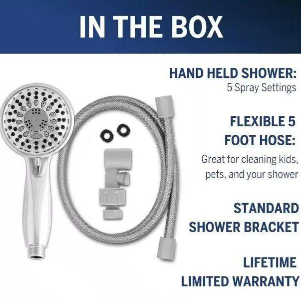 Waterpik 5-Spray Wall Mount Handheld Shower Head 1.8 GPM in Chrome