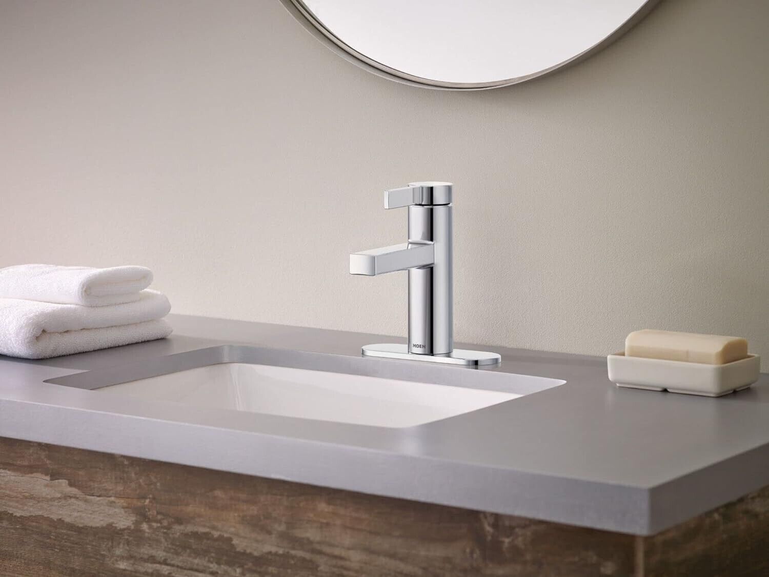 MOEN Beric 84774 Single Hole Single Handle Bathroom Faucet in Chrome