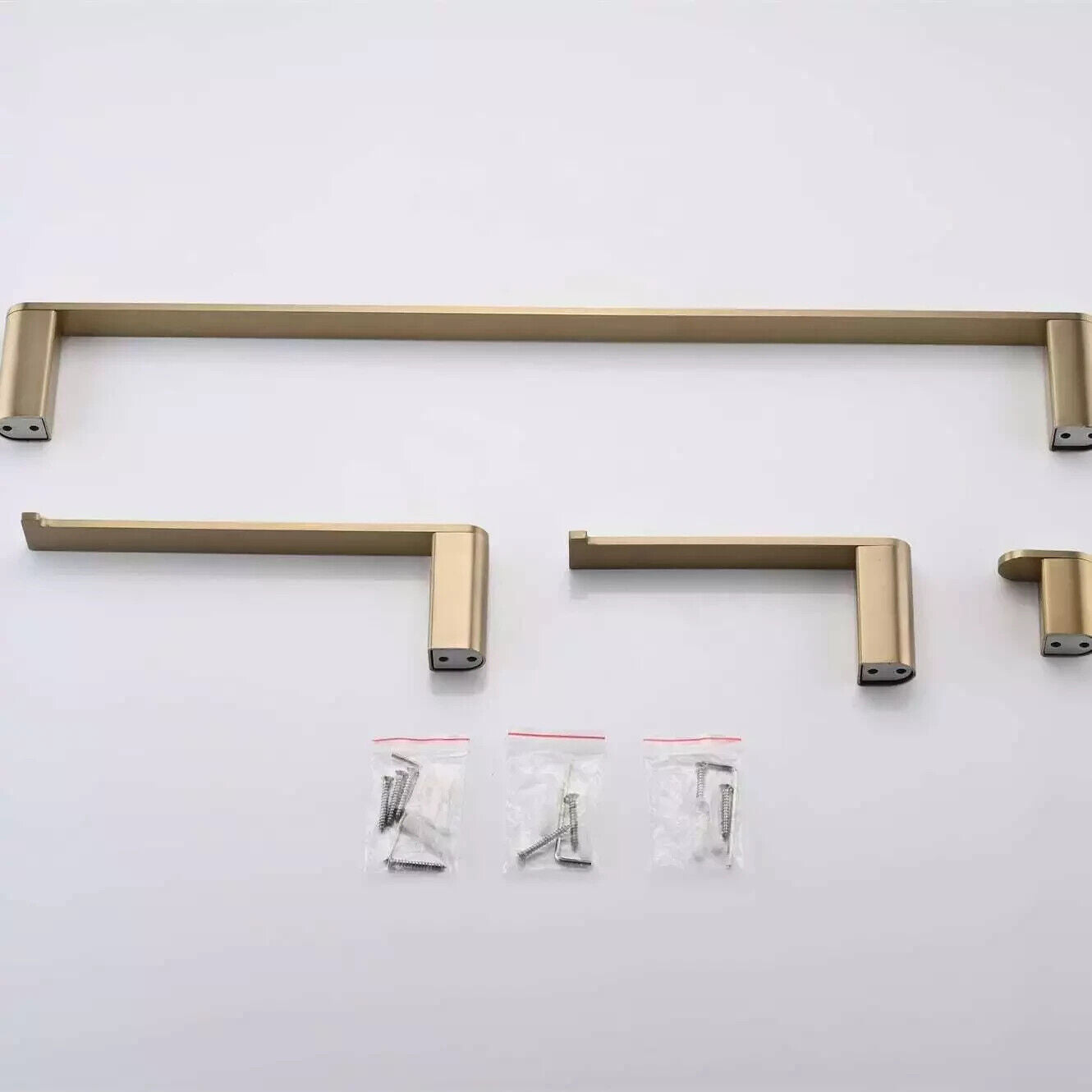 4-Piece Bathroom Hardware Set Wall Mounted Stainless Steel Brushed Gold - Like New