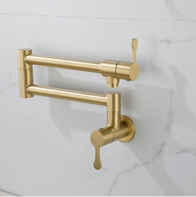Pot Filler Double-Handle Kitchen Sink Faucet Folding Stainless Steel Swing Arm - Like New