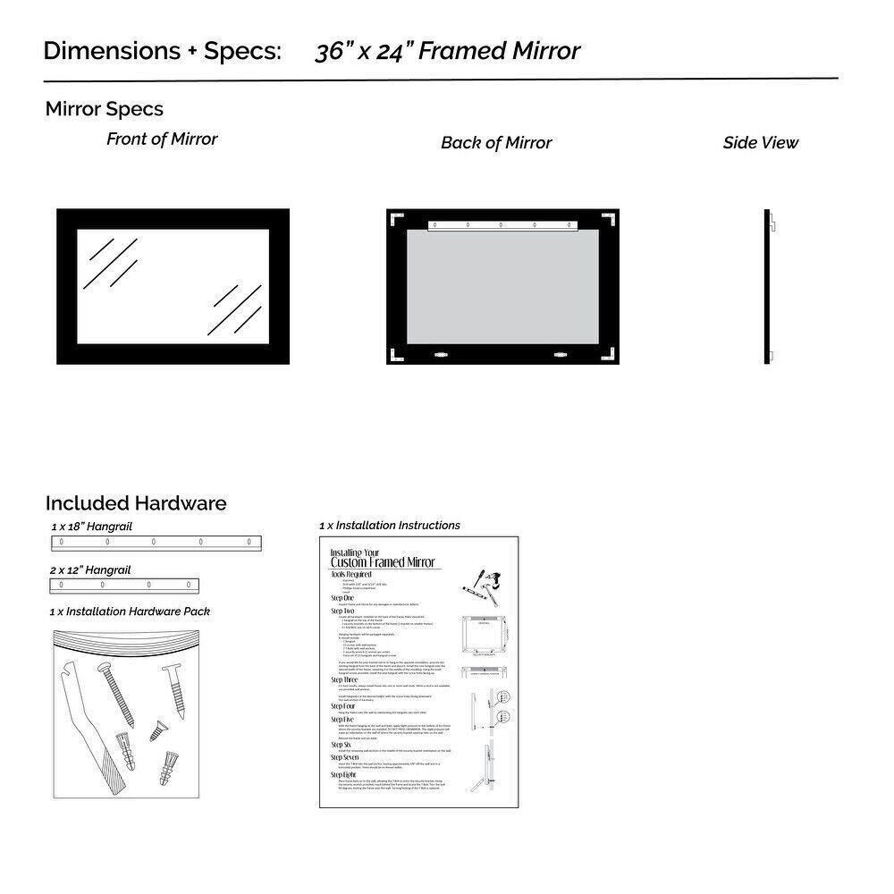 Frame My Mirror White Framed Mirror, 36" x 24" Mirror for Bathroom, Wood Frame - Like New