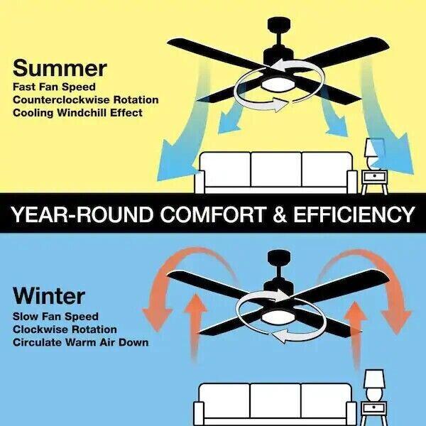 Home Decorators Collection Ceiling Fan with Light 52" LED Indoor Matte Black