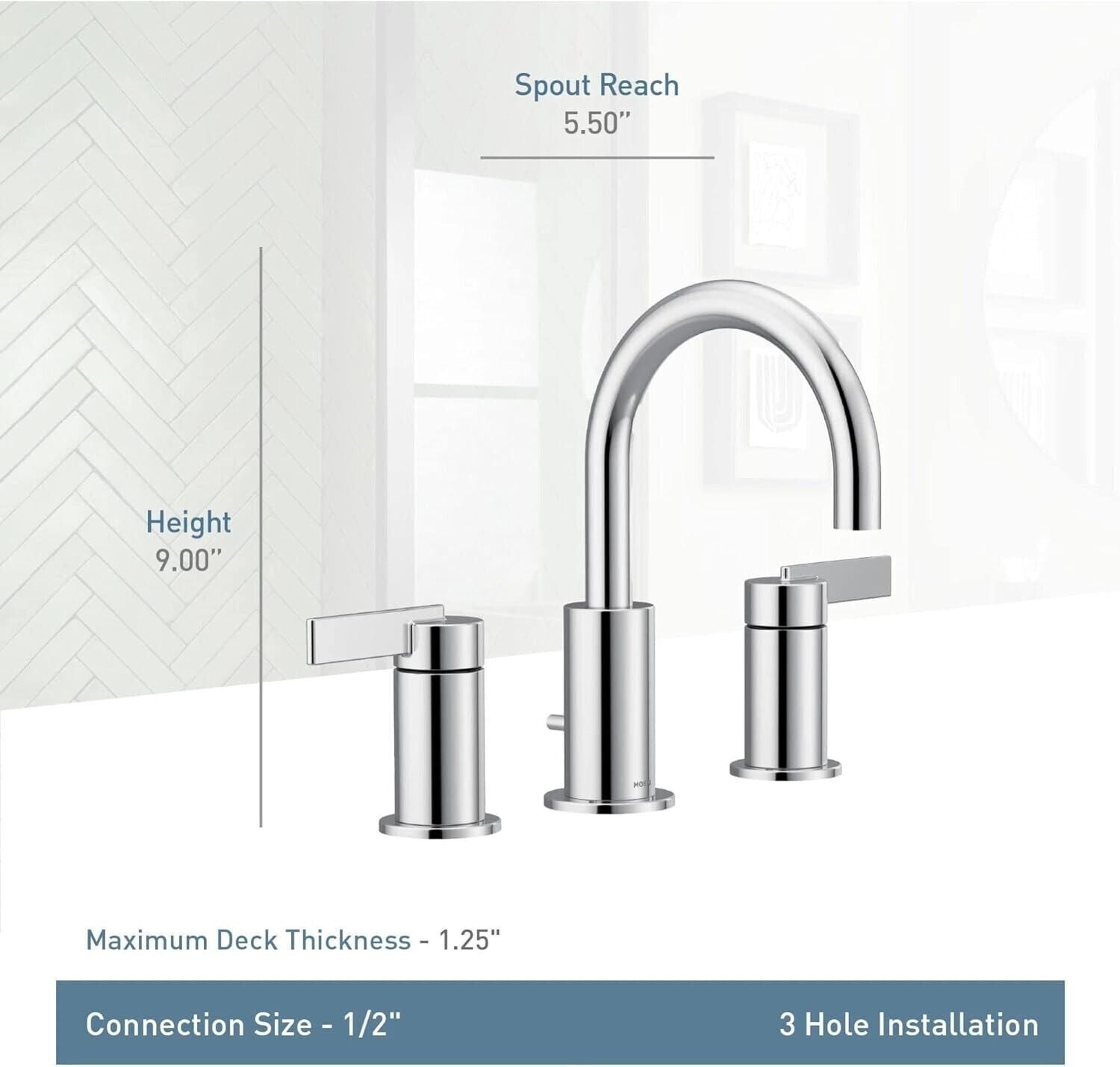 Moen T6222BL CIA Collection 8 in. Widespread 2-Handle High-Arc Bathroom Faucet