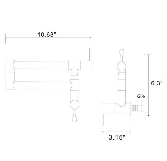 Pot Filler Double-Handle Kitchen Sink Faucet Folding Stainless Steel Swing Arm - Like New