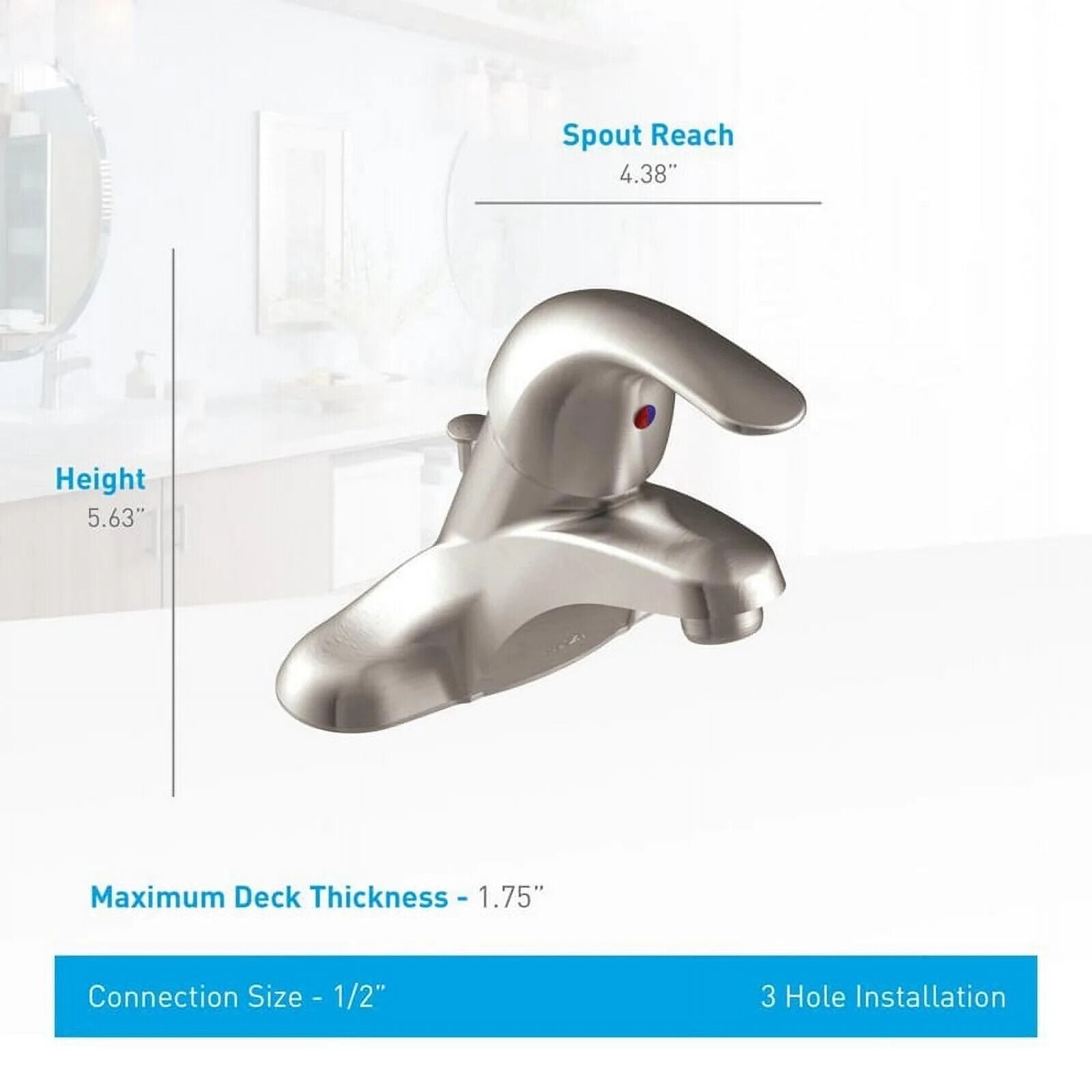Moen Adler WSL84502SRN Centerset Single-Handle Low-Arc Bathroom Faucet in Spot Resist Brushed Nickel