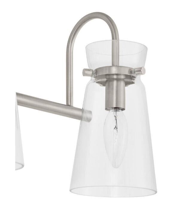 Hampton Bay Vinton Place 31 in. 4-Light Brushed Nickel Vanity Light Clear Glass