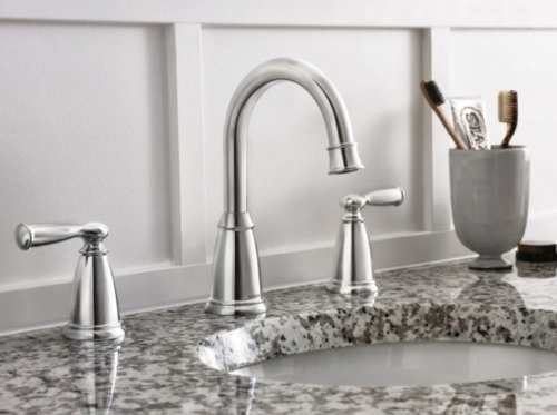 MOEN Banbury 84947 Widespread Double Handle High-Arc Bathroom Faucet in Chrome (Valve Included)