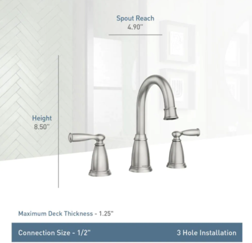 MOEN Banbury 84947 Widespread Double Handle High-Arc Bathroom Faucet in Chrome (Valve Included)