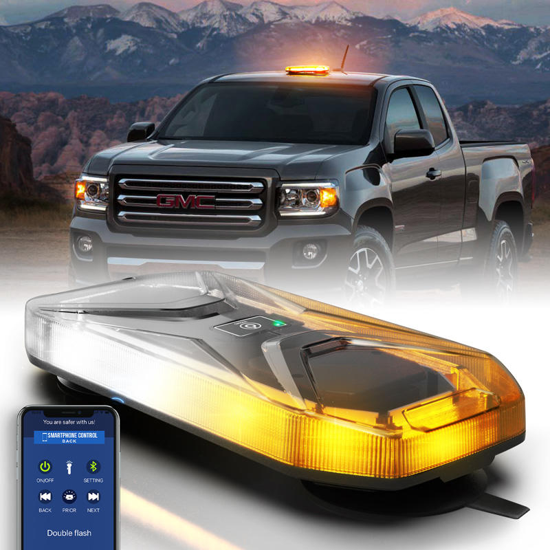 Agrieyes Wireless Mini Strobe Light Bar, Rechargeable Magnetic Amber/White LED for Truck (App Controlled)