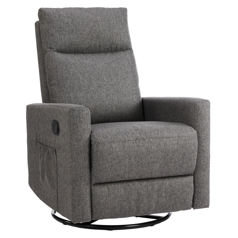 Rotating Rocking Recliner with Oversized Foot, Swivel, Glider Nursery Chair
