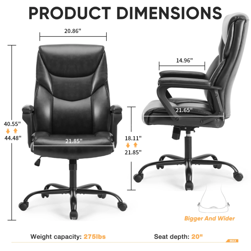 Ergonomic PU Leather Padded Armrest Rocking Gaming, Office Chair with Lumbar Support