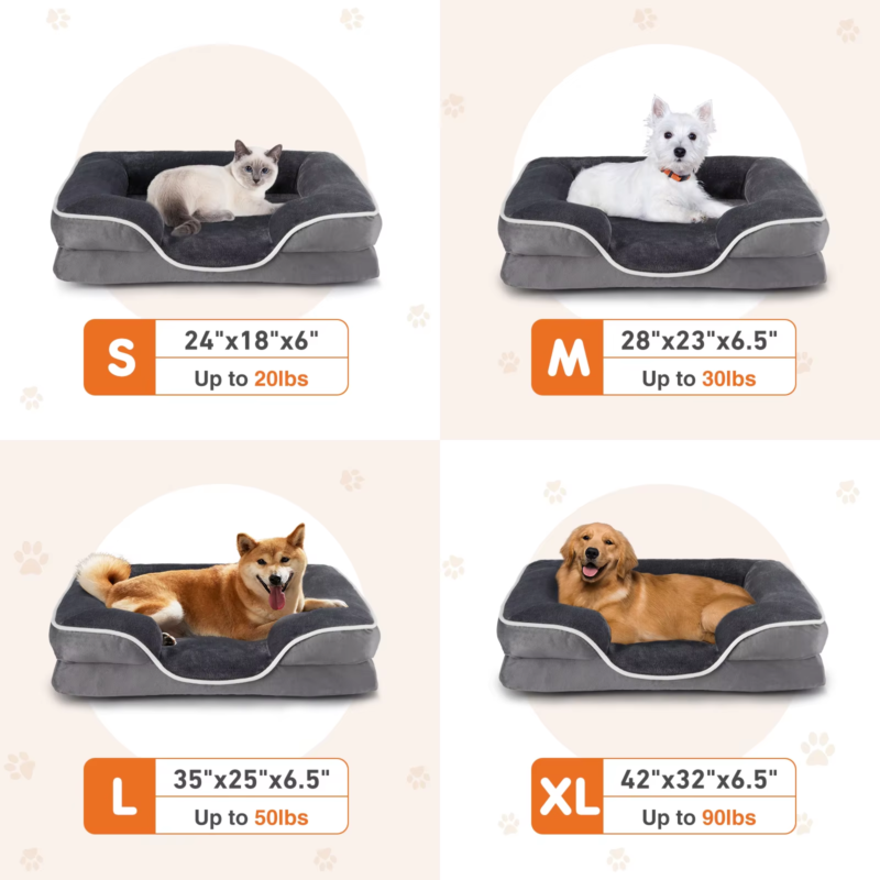 Orthopedic Dog Bed, Memory Foam Pet Bed for Small Dogs & Cats, Removable Cover