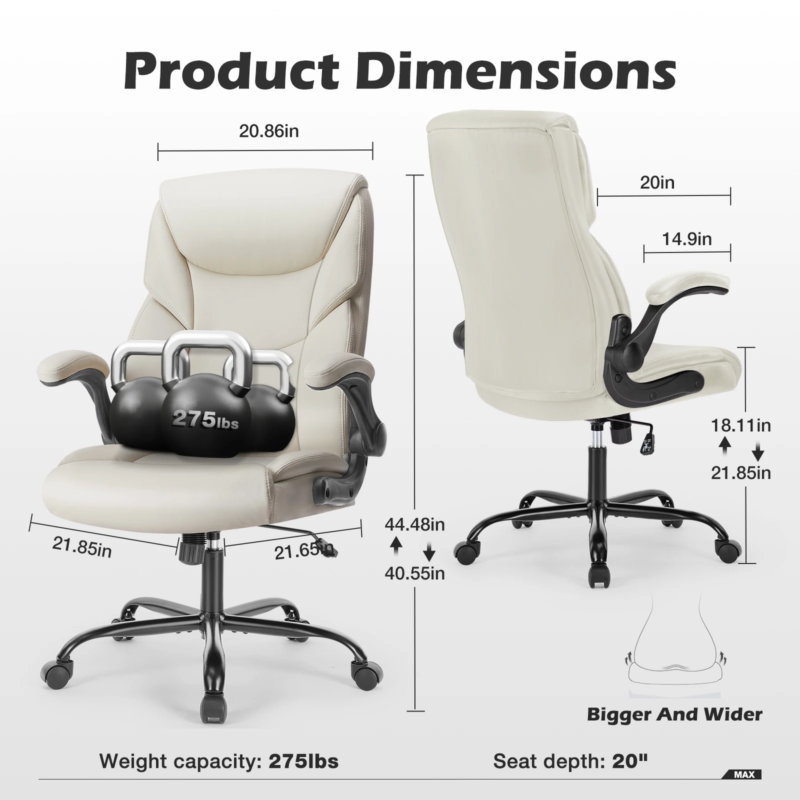 Ergonomic PU Leather Padded Armrest Rocking Gaming, Office Chair with Lumbar Support
