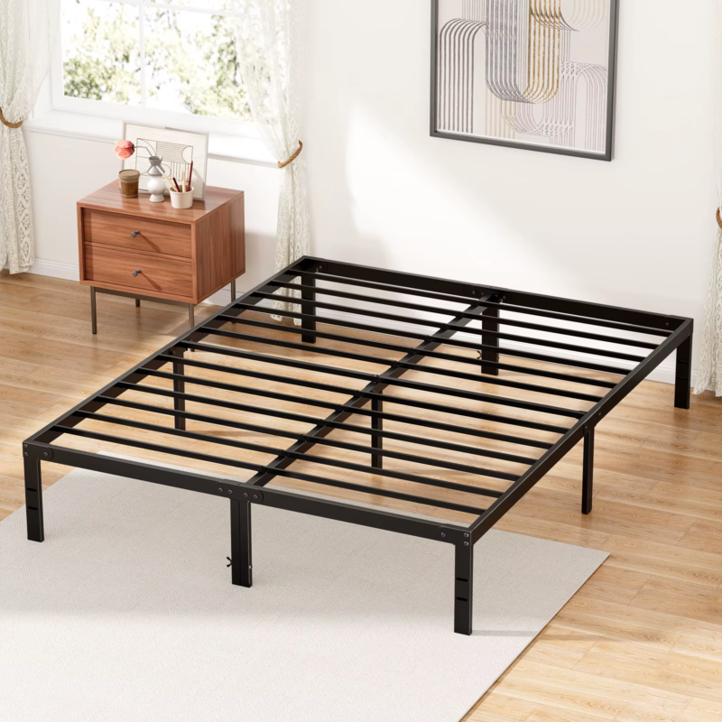 Metal Bed Frame, Platform Bedroom Frame with Storage, Steel Slat Support 350lbs