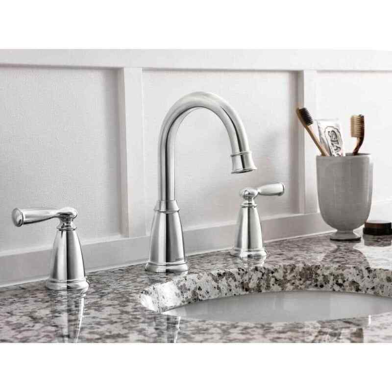 MOEN Banbury 84947 Widespread Double Handle High-Arc Bathroom Faucet in Chrome (Valve Included)