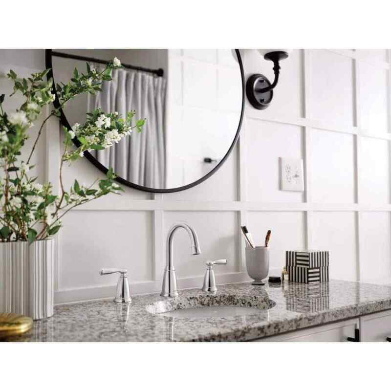MOEN Banbury 84947 Widespread Double Handle High-Arc Bathroom Faucet in Chrome (Valve Included)