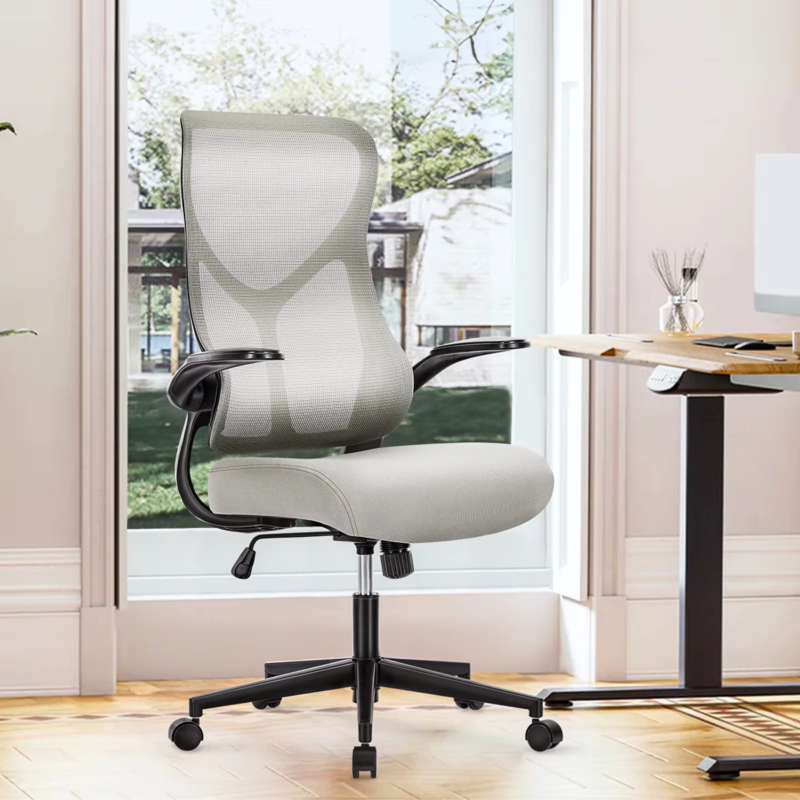 Ergonomic Mesh Office Chair, Lumbar Support, High Back, Swivel, Flip-Up Arms