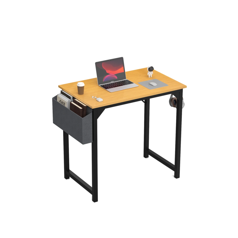 Computer Desk, Writing Study Table, Modern Compact Style with Side Bag & Hook
