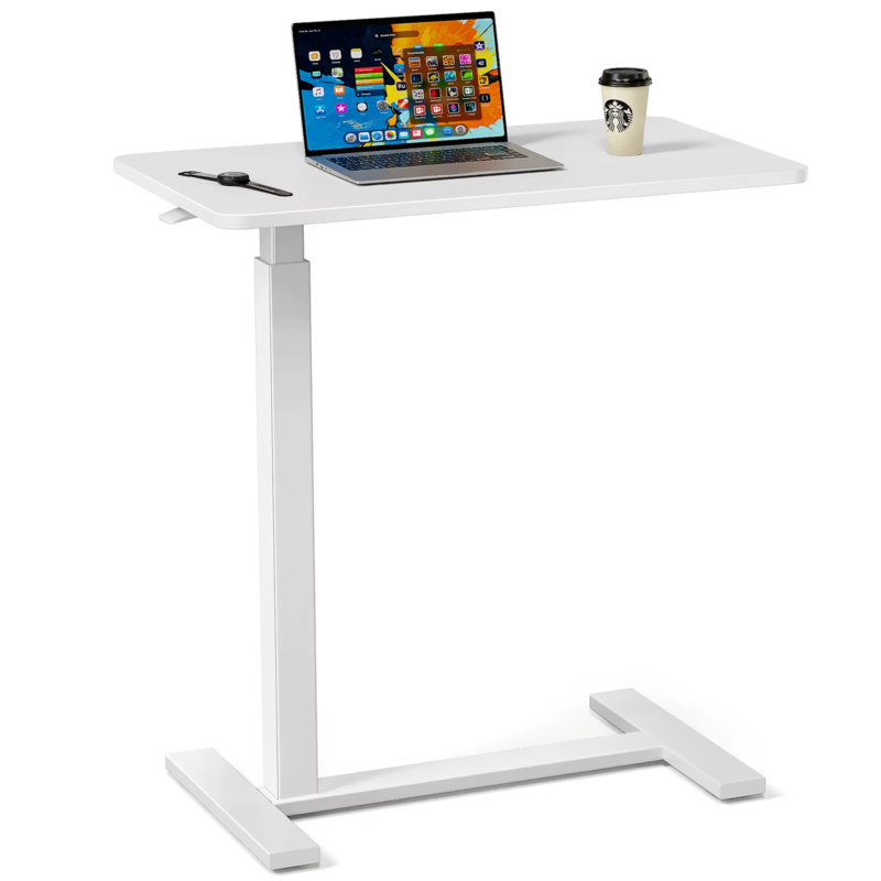 Overbed Bedside Sofa Table with Hidden Wheels Adjustable Height for Bedroom Desk