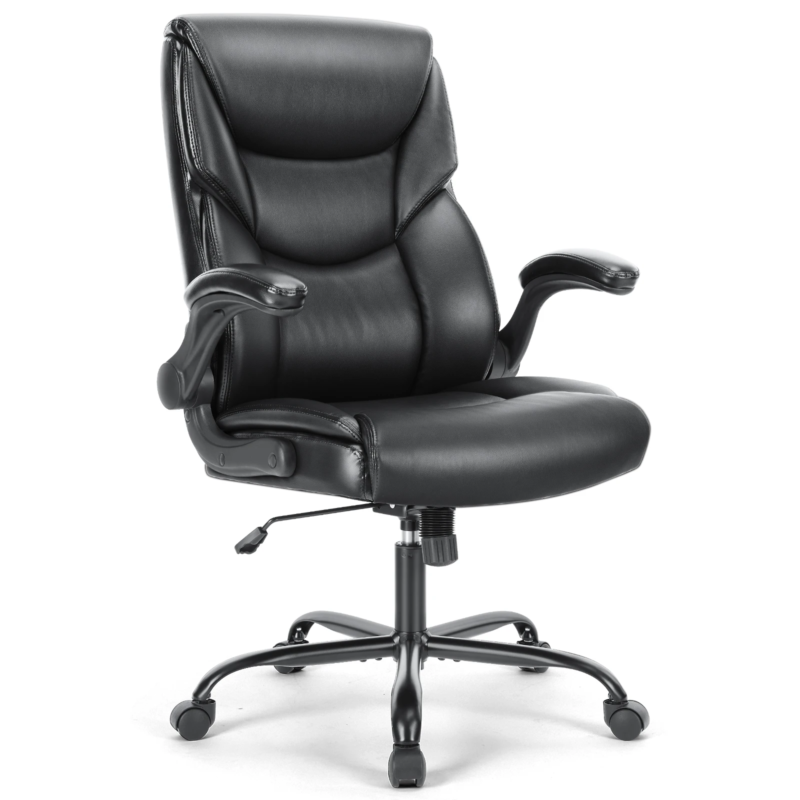 Ergonomic PU Leather Padded Armrest Rocking Gaming, Office Chair with Lumbar Support