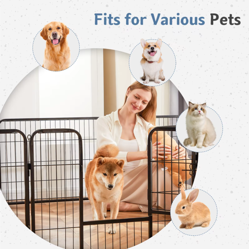 16 Panel Dog Playpen, Pet Fence with Doors, Heavy Duty for Indoor and Outdoor