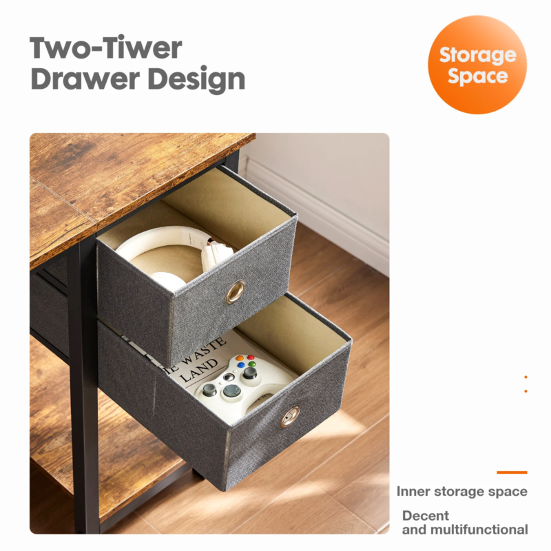 Computer Desk with Drawers, Home Office Desk, Writing Desk, Study Table, 2-Tier