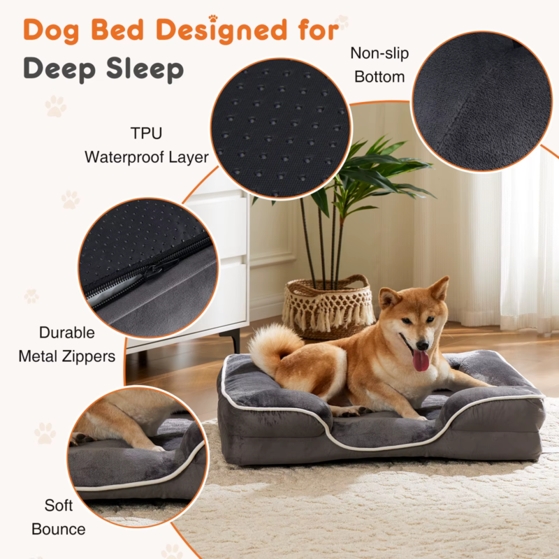 Orthopedic Dog Bed, Memory Foam Pet Bed for Small Dogs & Cats, Removable Cover