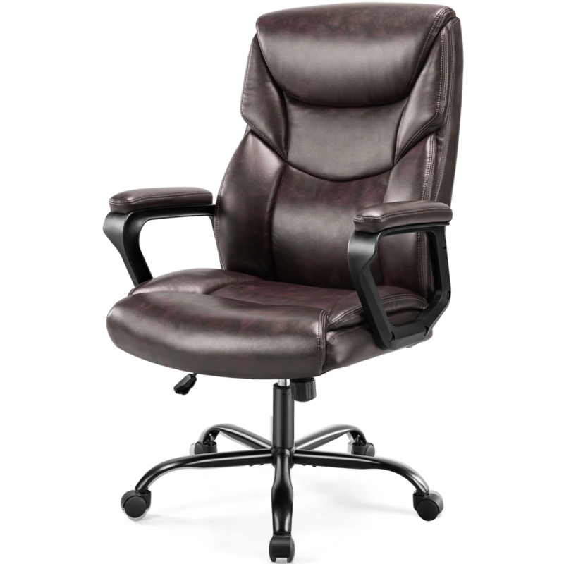 Ergonomic PU Leather Padded Armrest Rocking Gaming, Office Chair with Lumbar Support
