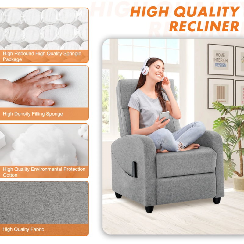 Recliner Chair Massage Sofa, Theater Seat, Lumbar Support, Adjustable Backrest