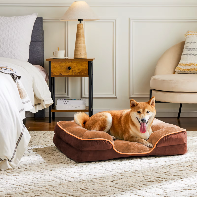 Orthopedic Dog Bed, Memory Foam Pet Bed for Small Dogs & Cats, Removable Cover