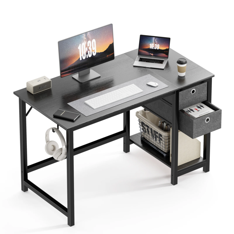 Computer Desk with Drawers, Home Office Desk, Writing Desk, Study Table, 2-Tier