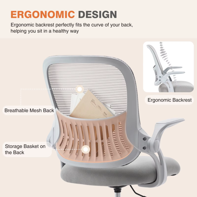 Ergonomic Mesh Office Desk Chair with Adjustable Height, Swivel & Rolling Wheels
