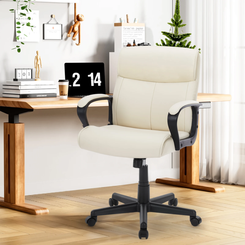 PU Leather Ergonomic Rocking Gaming Chair Adjustable Height with Lumbar Support